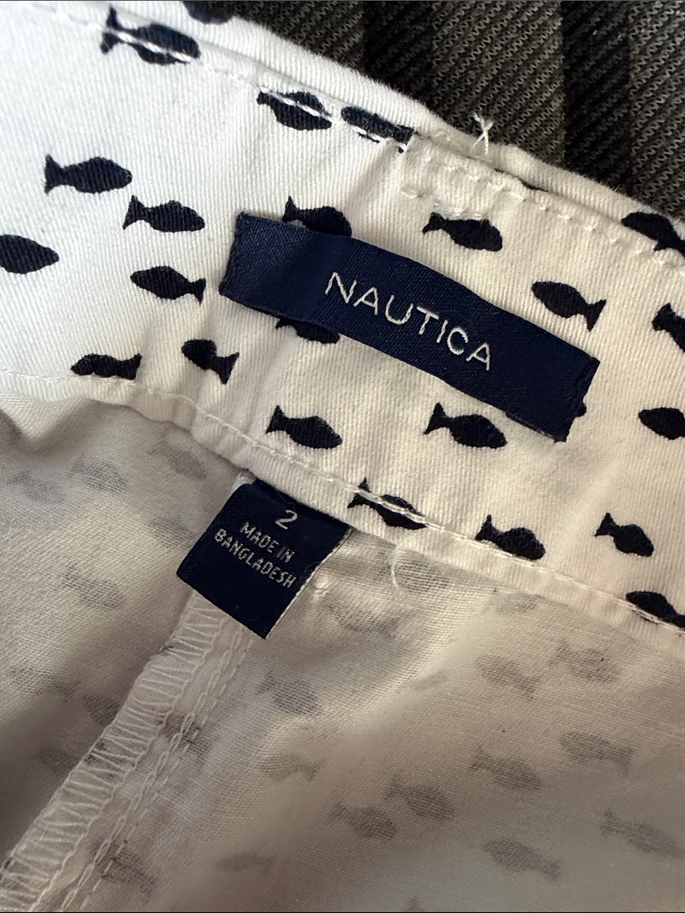 White and Navy Blue Fish Shorts - Picture 3 of 6